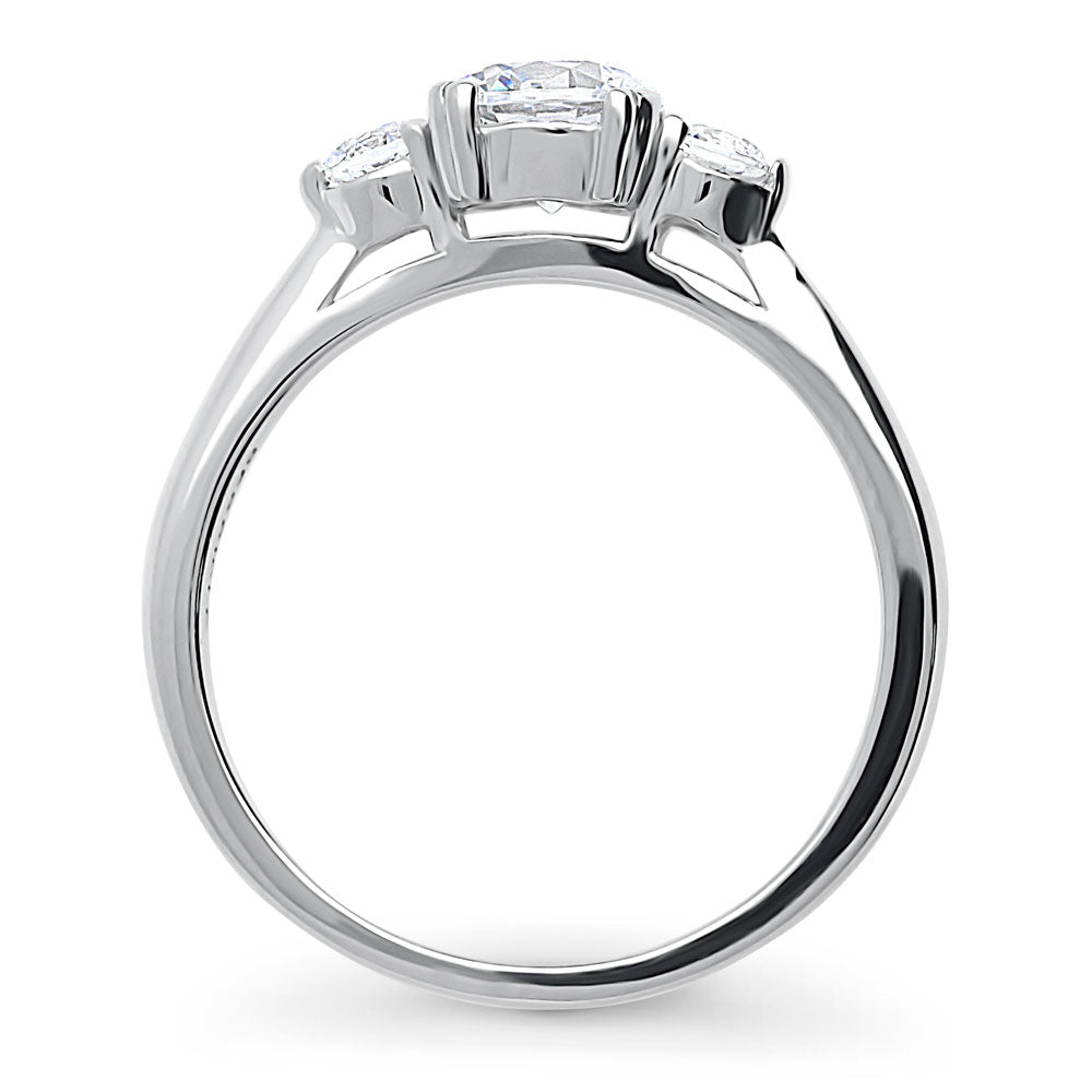 Alternate view of 3-Stone Round CZ Ring in Sterling Silver