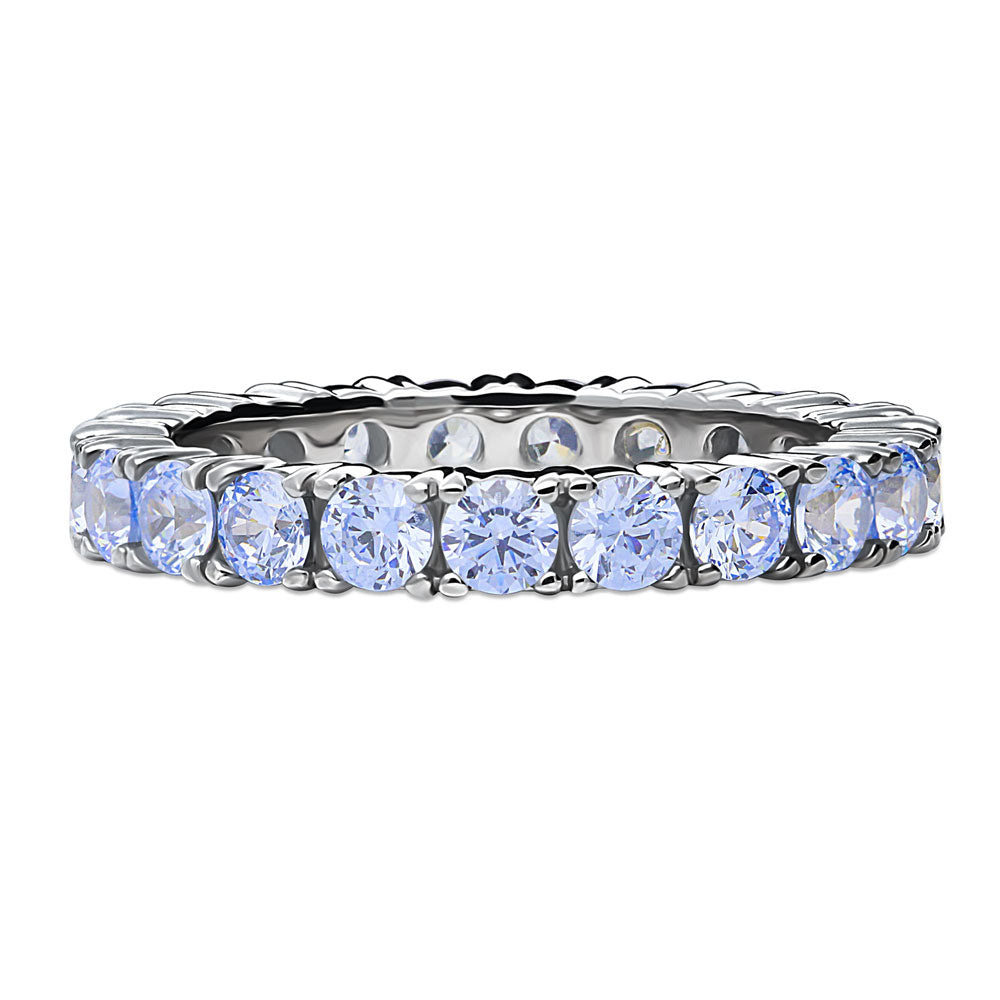 Greyish Blue CZ Stackable Eternity Ring in Sterling Silver, 1 of 8