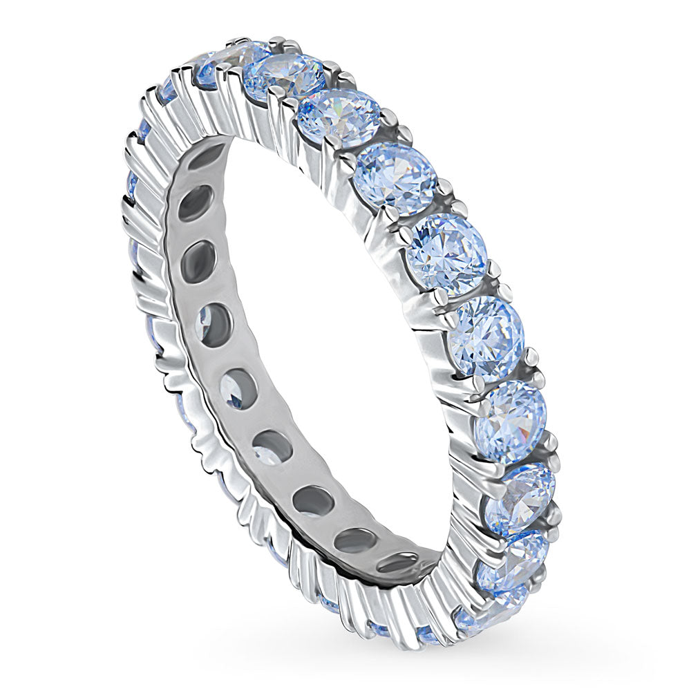 Greyish Blue CZ Stackable Eternity Ring in Sterling Silver