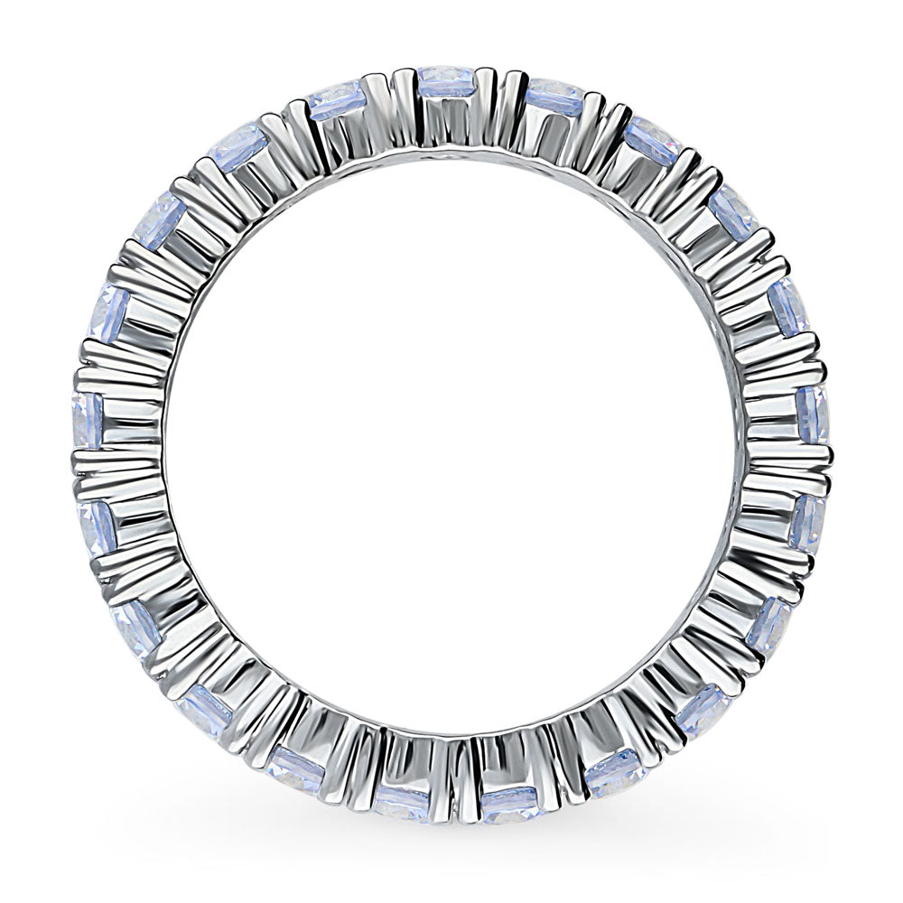 Angle view of Greyish Blue CZ Stackable Eternity Ring in Sterling Silver, 5 of 8