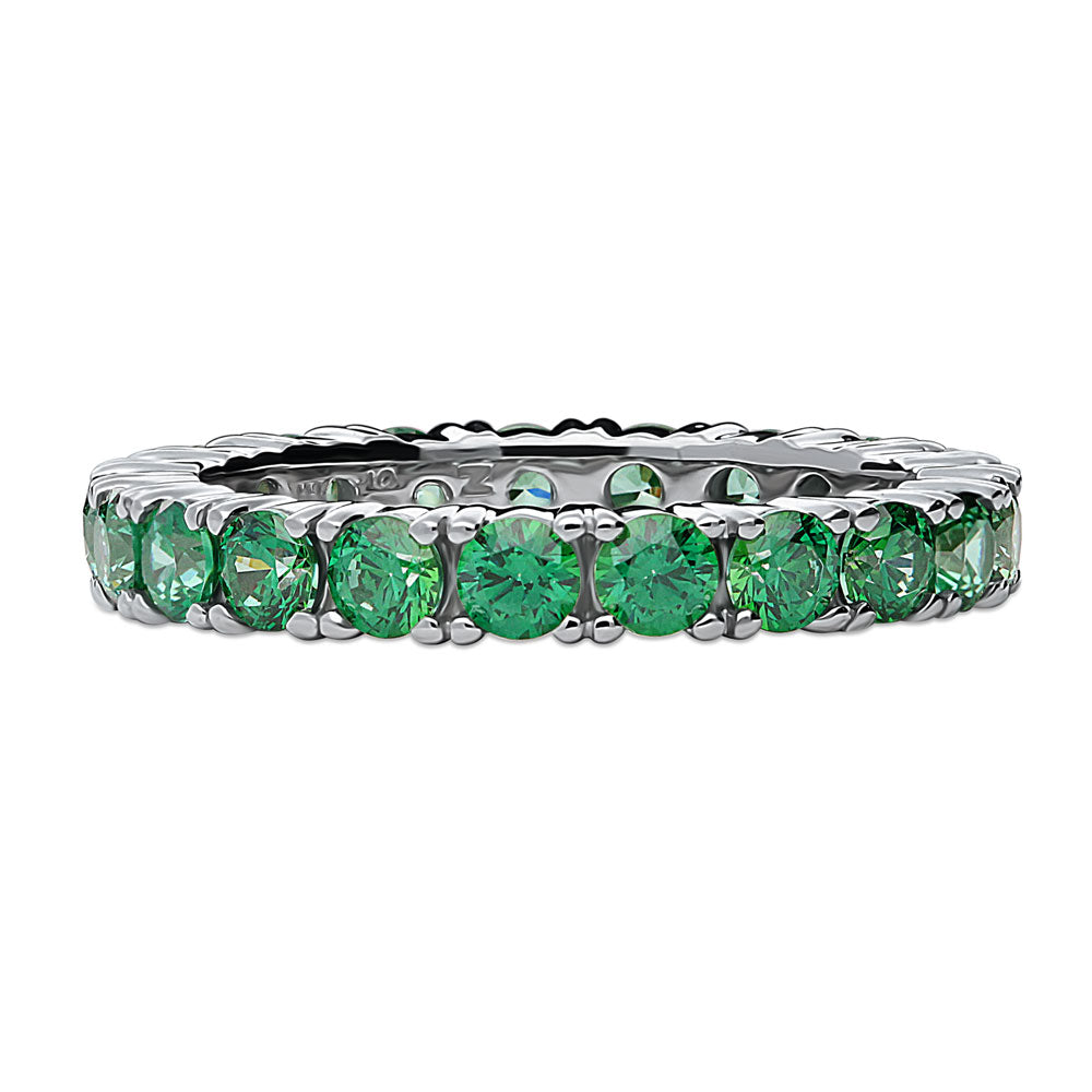 Green CZ Stackable Eternity Ring in Sterling Silver, 1 of 8