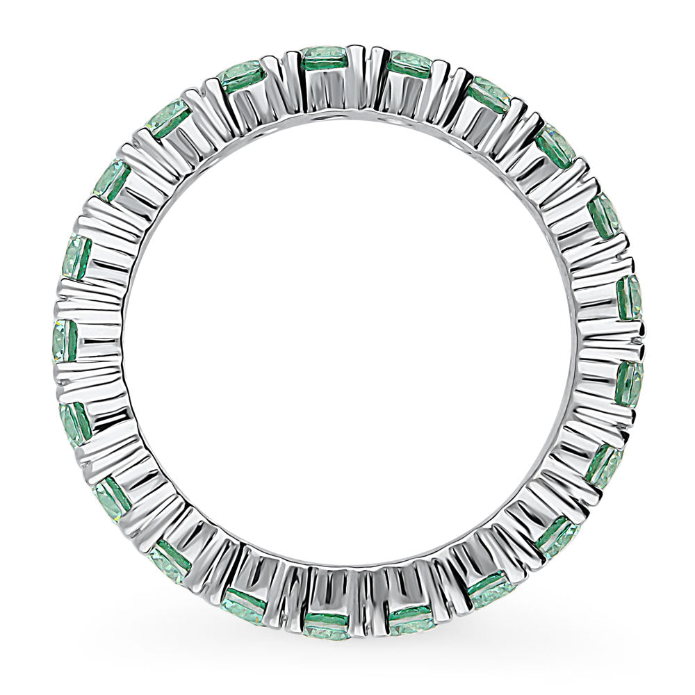 Angle view of Green CZ Stackable Eternity Ring in Sterling Silver, 5 of 8