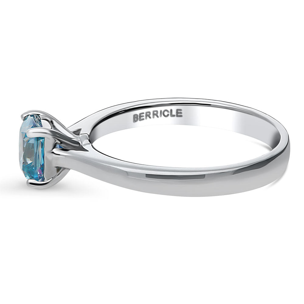Solitaire Purple Aqua Cushion CZ Ring in Sterling Silver 1.25ct