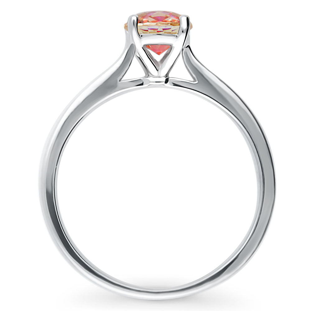 Solitaire Kaleidoscope Red Orange CZ Ring in Sterling Silver