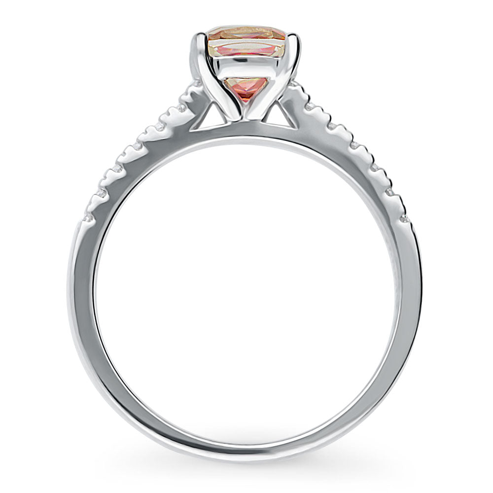 Alternate view of Solitaire Red Orange Cushion CZ Ring in Sterling Silver 1.25ct
