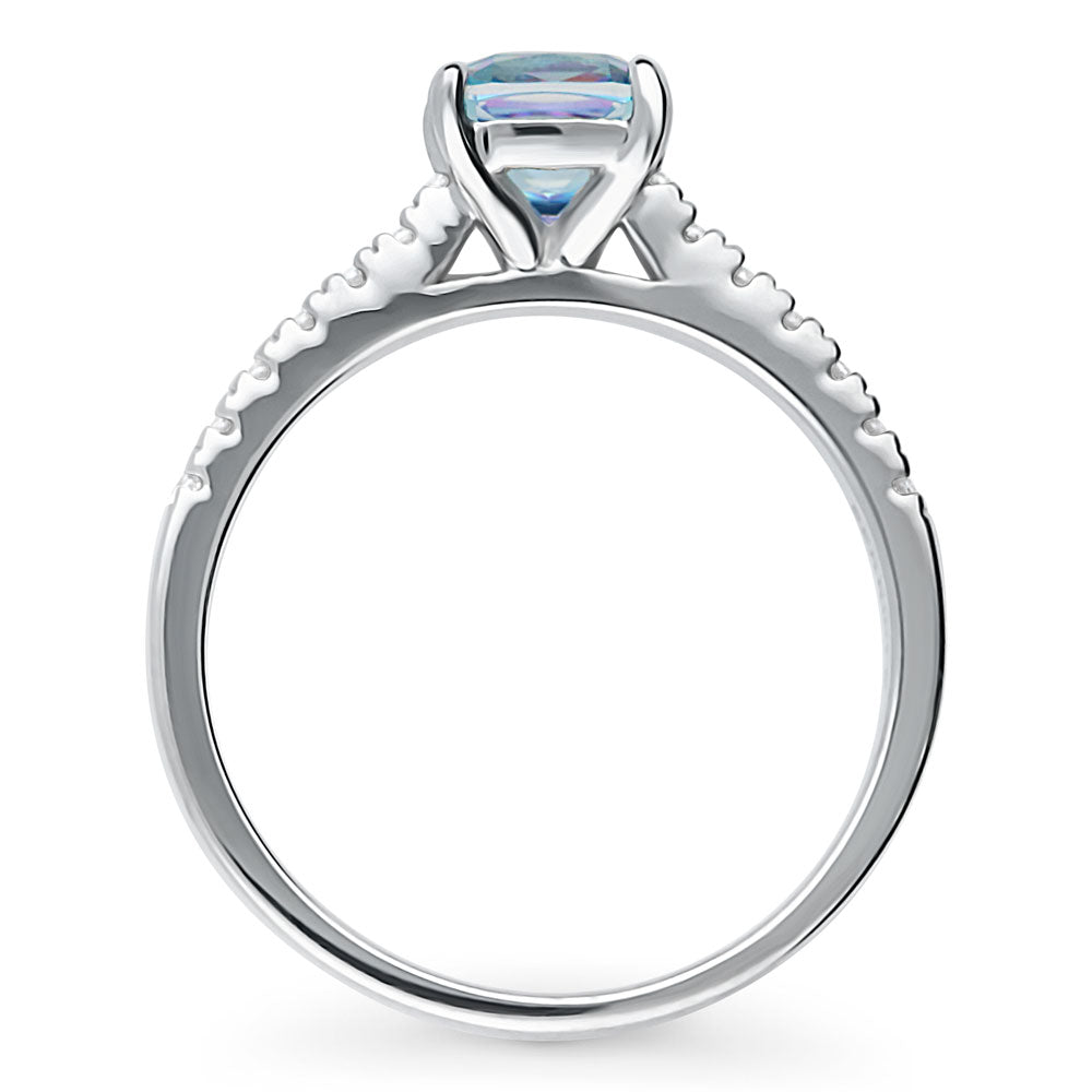 Solitaire Purple Aqua Cushion CZ Ring in Sterling Silver 1.25ct