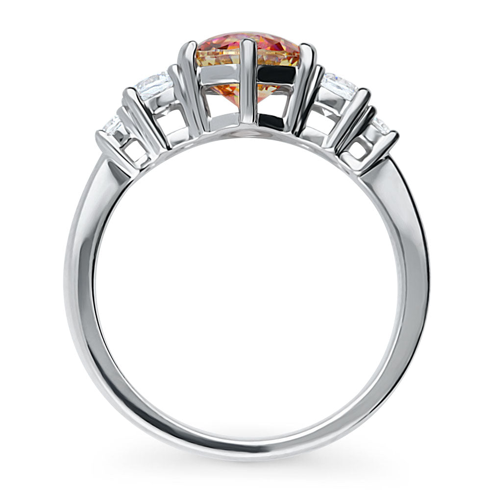 Alternate view of Solitaire Red Orange Round CZ Ring in Sterling Silver 1.25ct