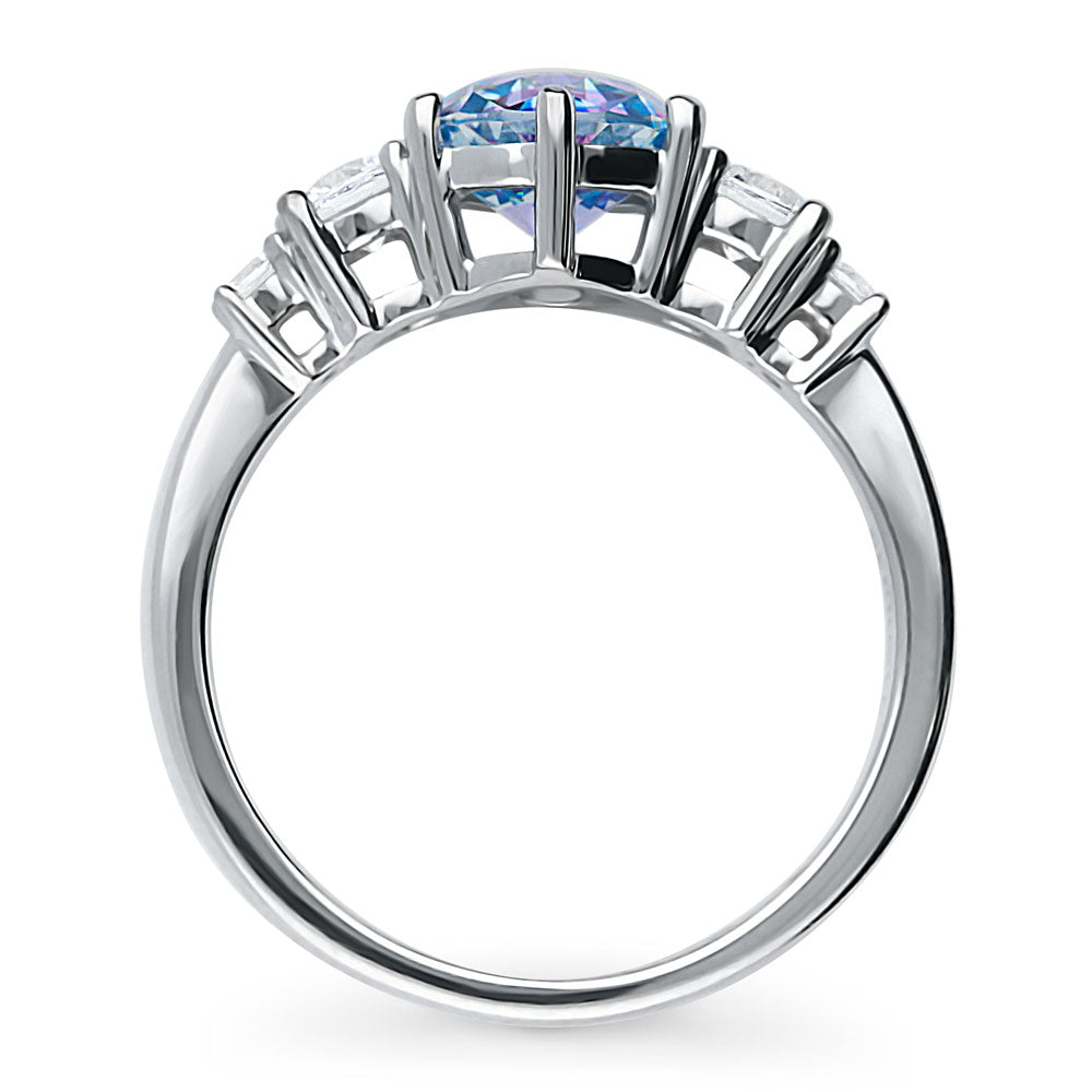 Alternate view of Solitaire Purple Aqua Round CZ Ring in Sterling Silver 1.25ct