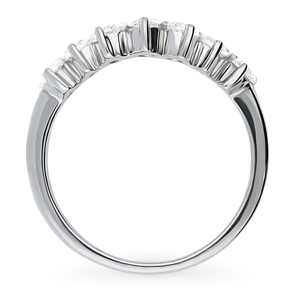 7-Stone Wishbone CZ Curved Half Eternity Ring in Sterling Silver, alternate view