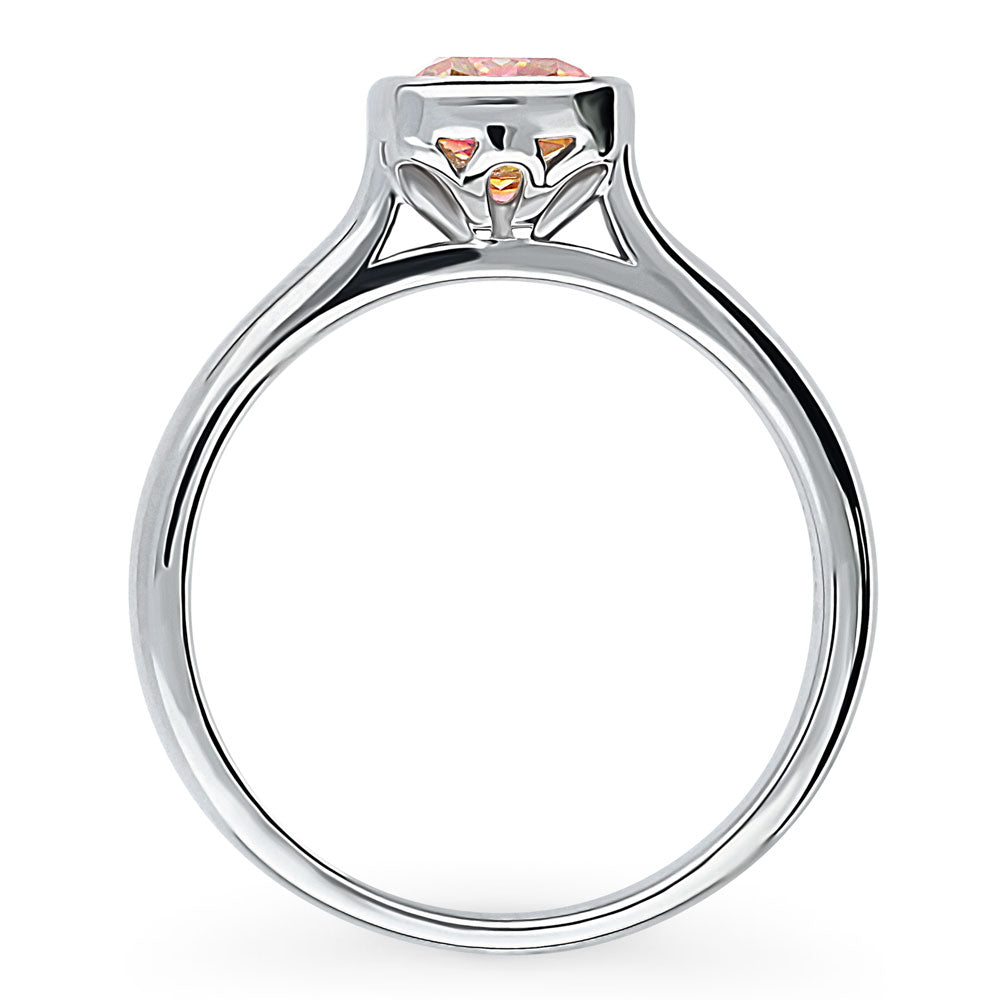 Alternate view of Solitaire Bezel Set Cushion CZ Ring in Sterling Silver 1.25ct