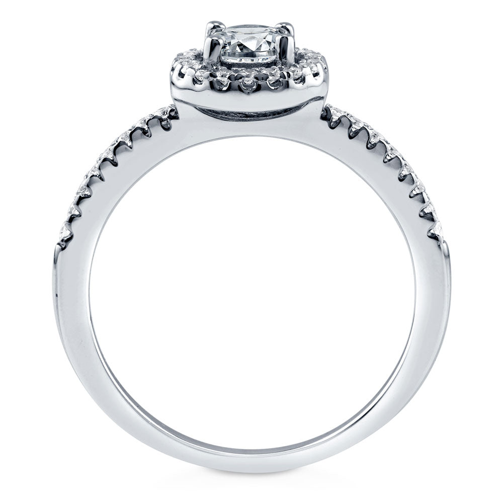 Alternate view of Halo Round CZ Ring in Sterling Silver