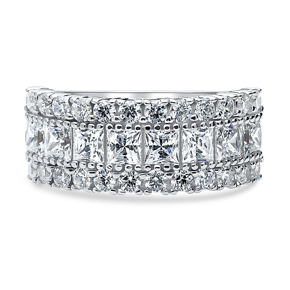 Art Deco CZ Half Eternity Ring in Sterling Silver