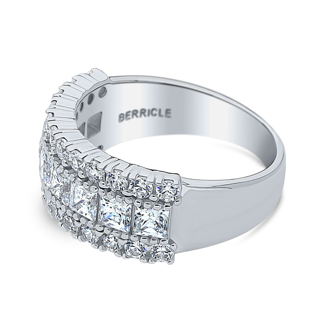 Art Deco CZ Half Eternity Ring in Sterling Silver