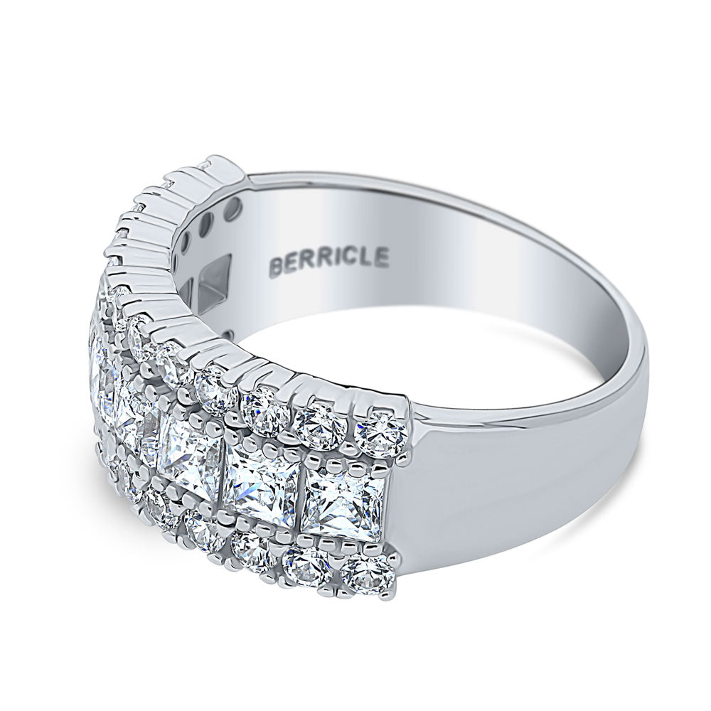 Angle view of Art Deco CZ Half Eternity Ring in Sterling Silver, 4 of 6