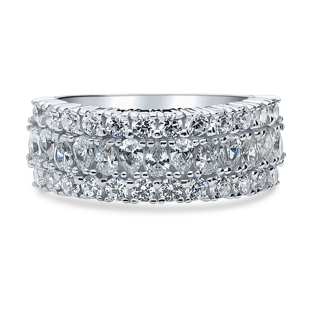 Art Deco CZ Half Eternity Ring in Sterling Silver
