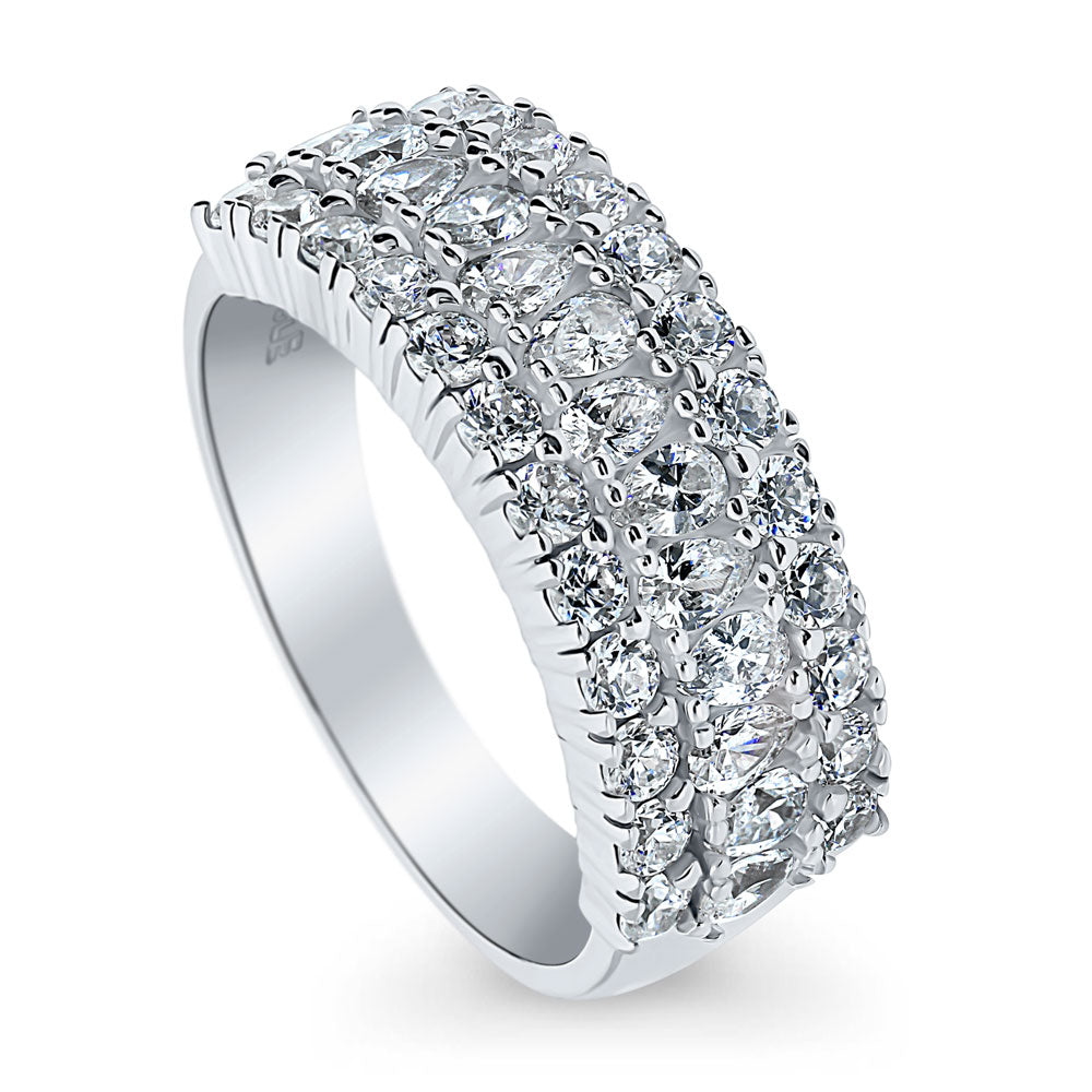 Art Deco CZ Half Eternity Ring in Sterling Silver