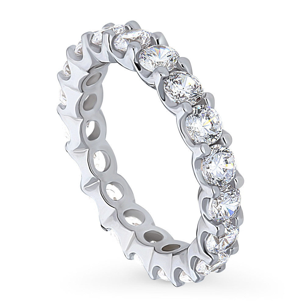 Front view of CZ Eternity Ring in Sterling Silver