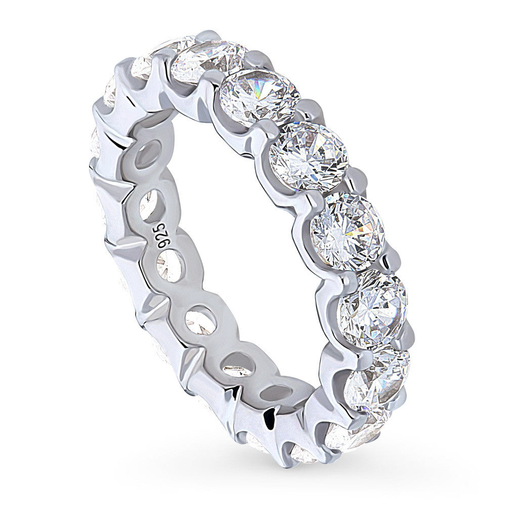 Front view of CZ Statement Eternity Ring in Sterling Silver