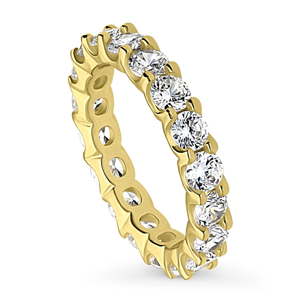 Front view of Pave Set CZ Eternity Ring in Gold Flashed Sterling Silver, 3 of 9