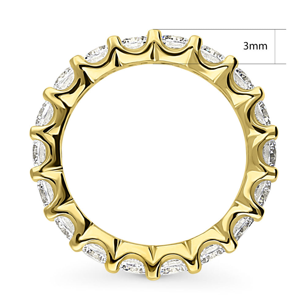 Angle view of Pave Set CZ Eternity Ring in Gold Flashed Sterling Silver