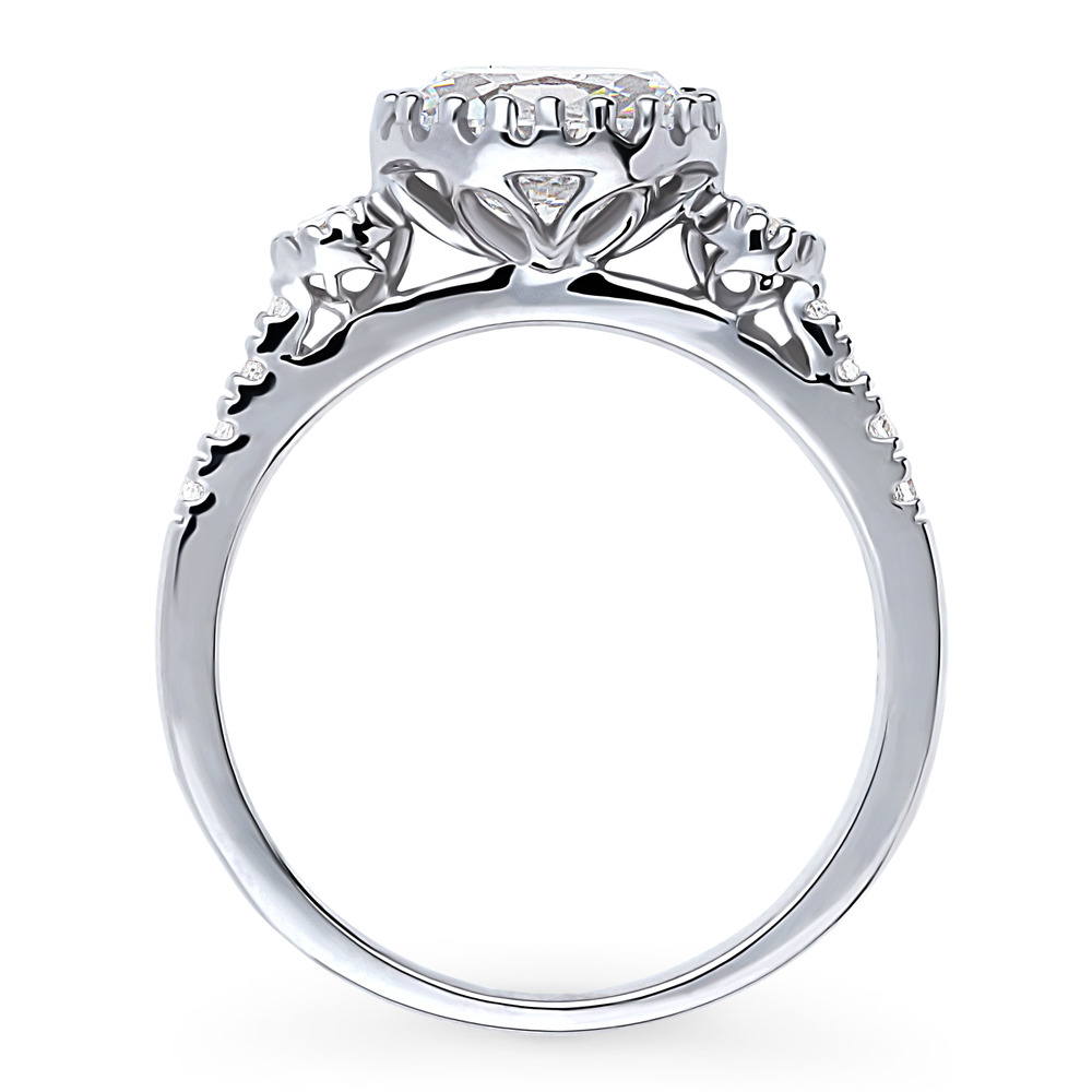 Alternate view of 3-Stone Oval CZ Ring in Sterling Silver