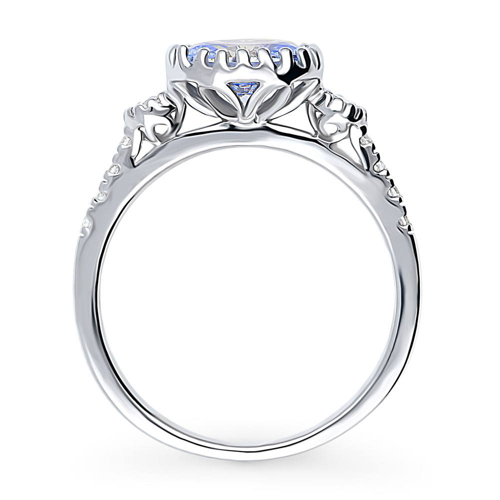 Alternate view of 3-Stone Greyish Blue Oval CZ Ring in Sterling Silver, 8 of 9