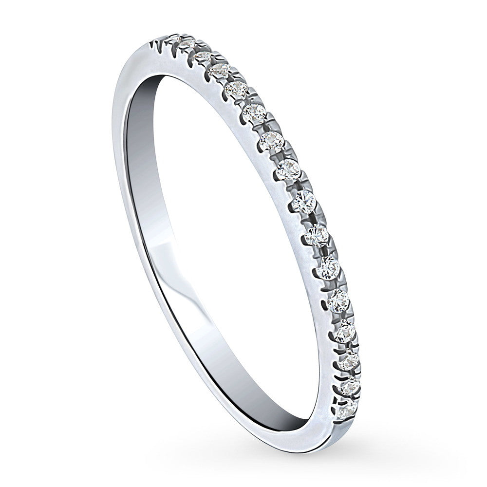 CZ Half Eternity Ring in Sterling Silver, front view