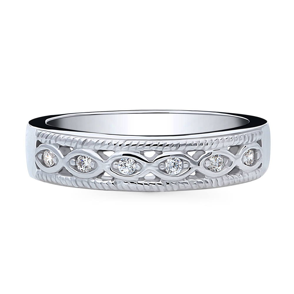 Woven CZ Band in Sterling Silver