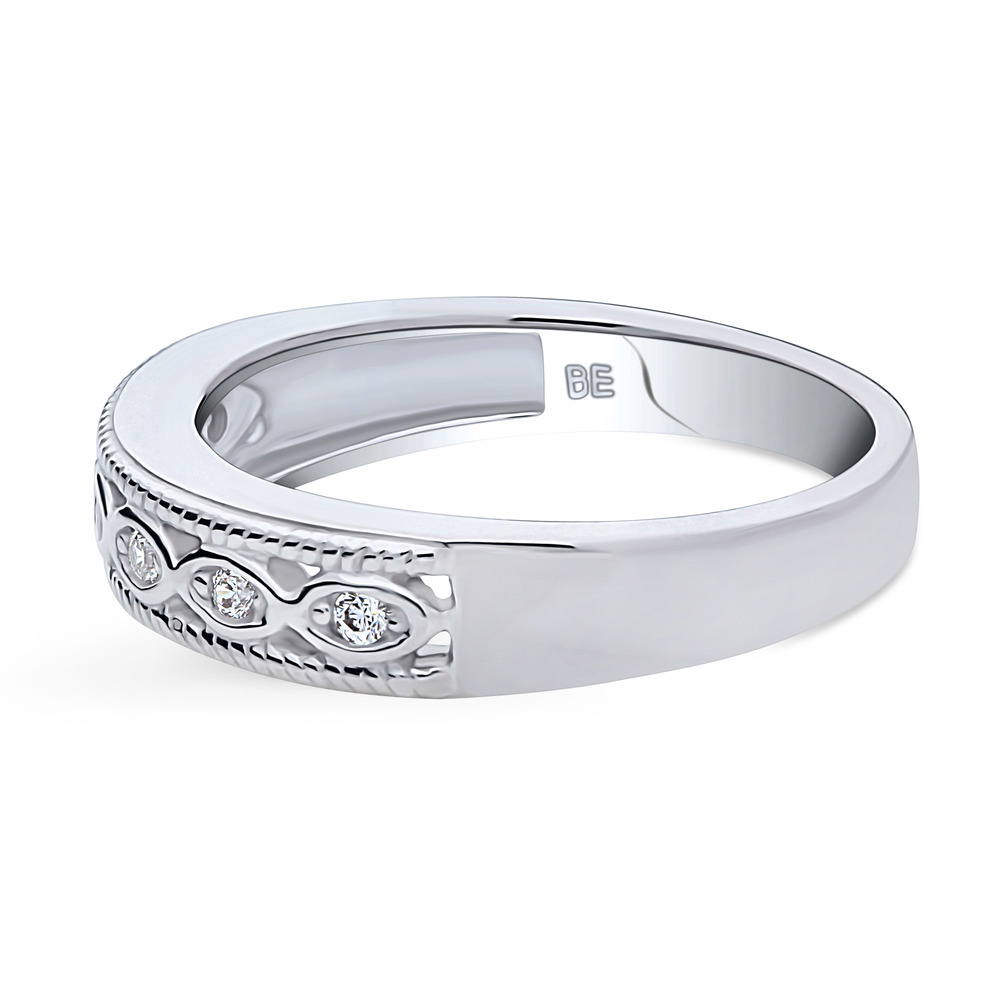 Angle view of Woven CZ Band in Sterling Silver
