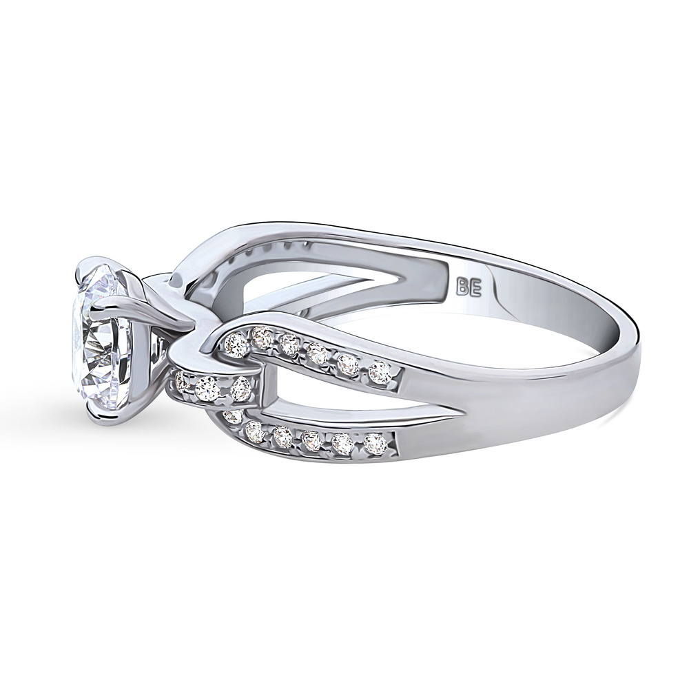 Solitaire Interlocking 1.25ct Round CZ Ring in Sterling Silver