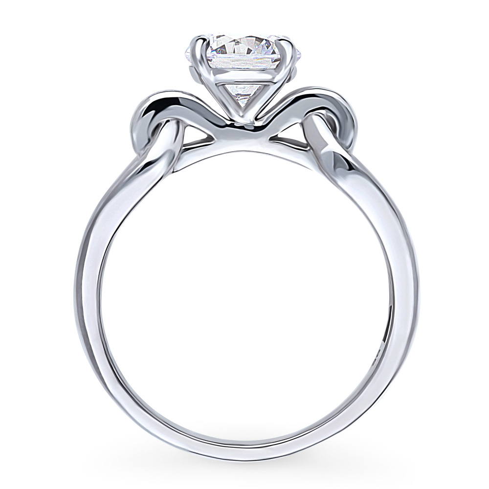 Alternate view of Solitaire Interlocking 1.25ct Round CZ Ring in Sterling Silver, 8 of 9
