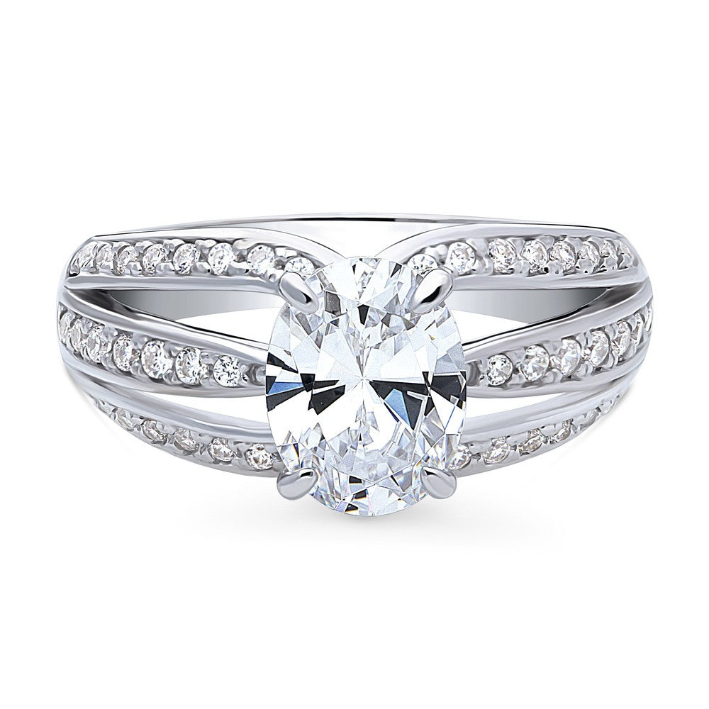 Solitaire 1.8ct Oval CZ Ring in Sterling Silver