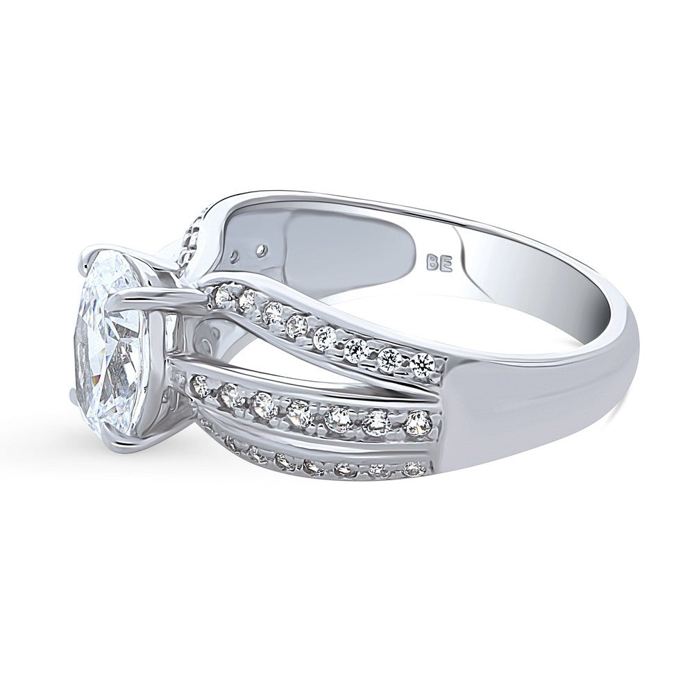 Angle view of Solitaire 1.8ct Oval CZ Ring in Sterling Silver