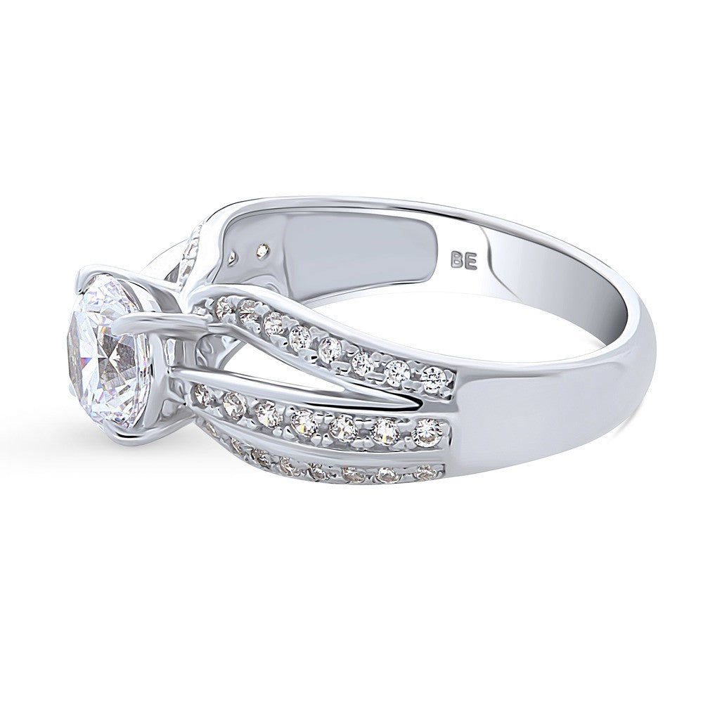 Angle view of Solitaire 1.25ct Round CZ Ring in Sterling Silver