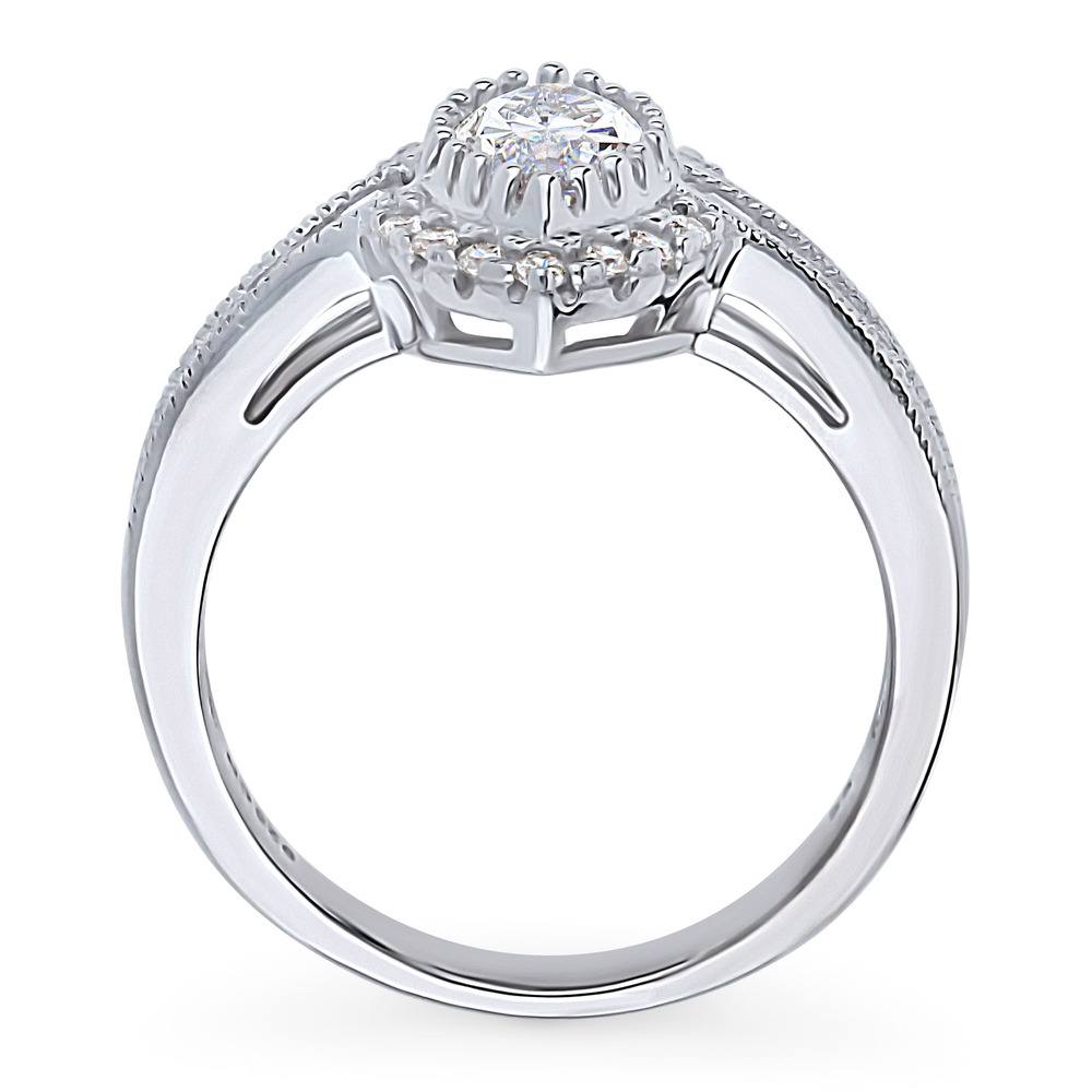 Alternate view of Halo Milgrain Marquise CZ Ring in Sterling Silver, 8 of 9