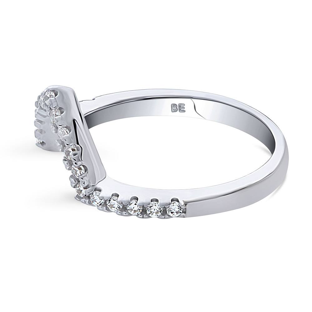 Wishbone CZ Curved Half Eternity Ring in Sterling Silver