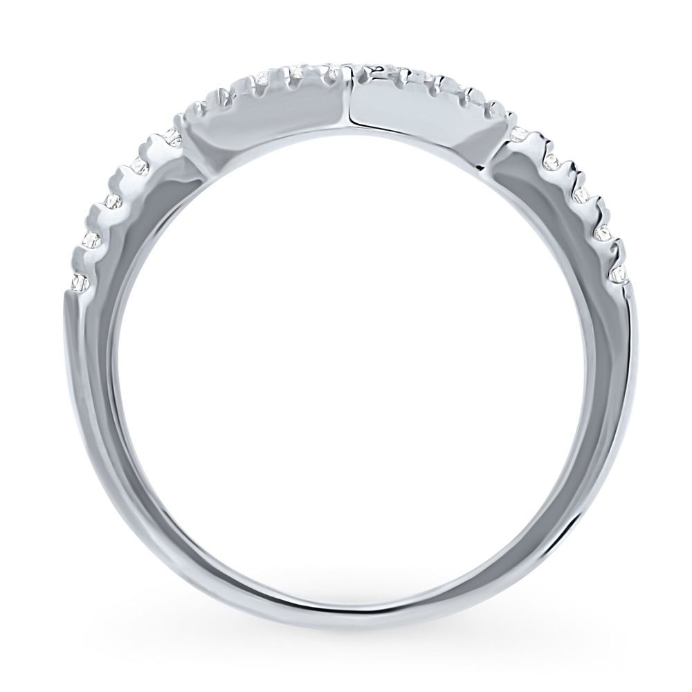 Wishbone CZ Curved Half Eternity Ring in Sterling Silver