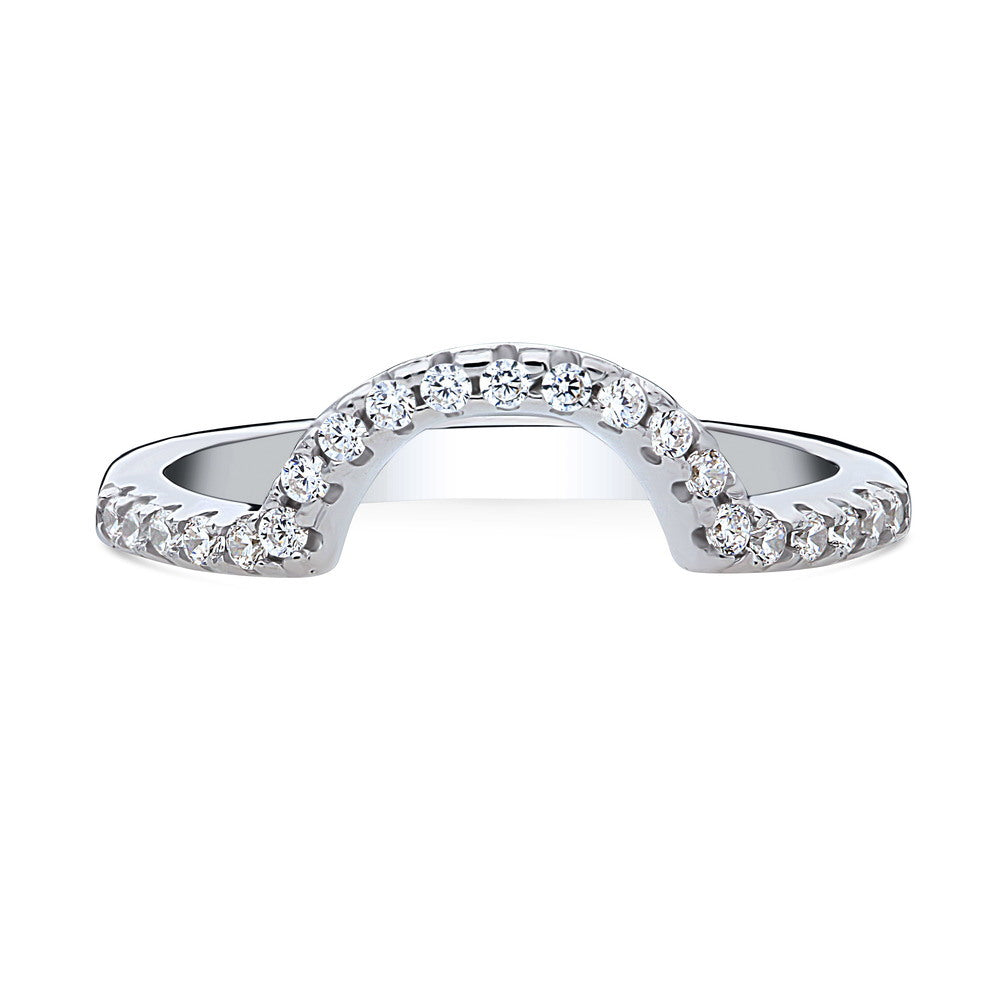 Dome CZ Curved Half Eternity Ring in Sterling Silver, 1 of 9