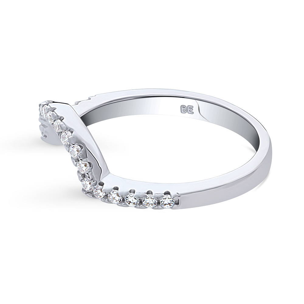 Dome CZ Curved Half Eternity Ring in Sterling Silver