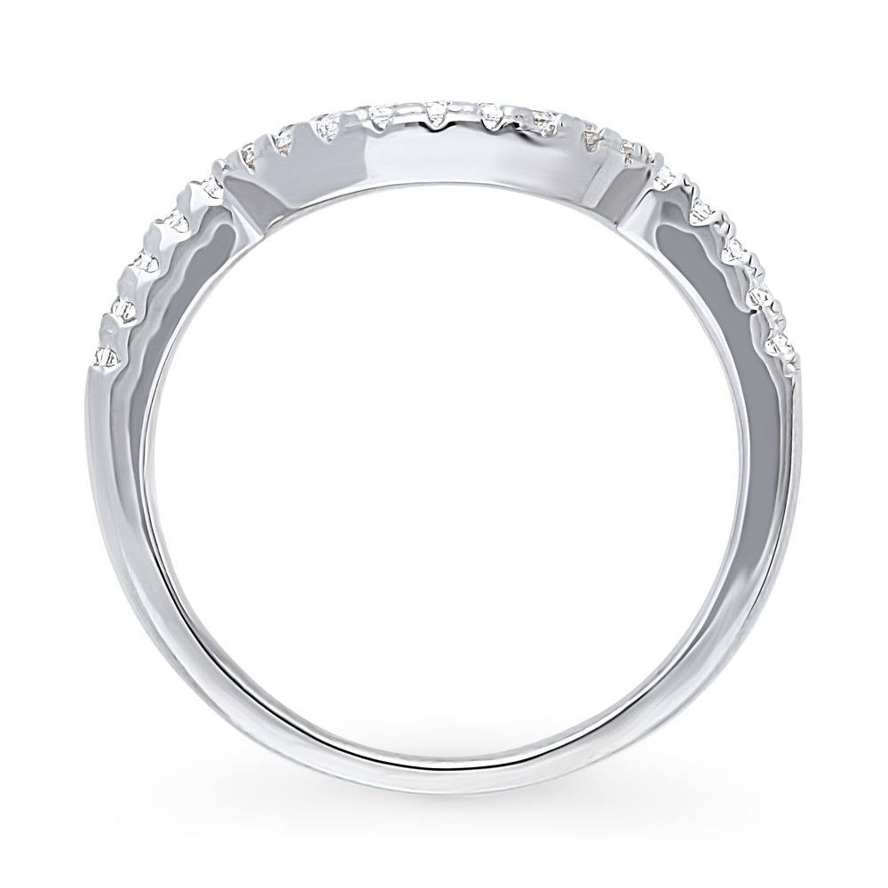 Dome CZ Curved Half Eternity Ring in Sterling Silver, alternate view