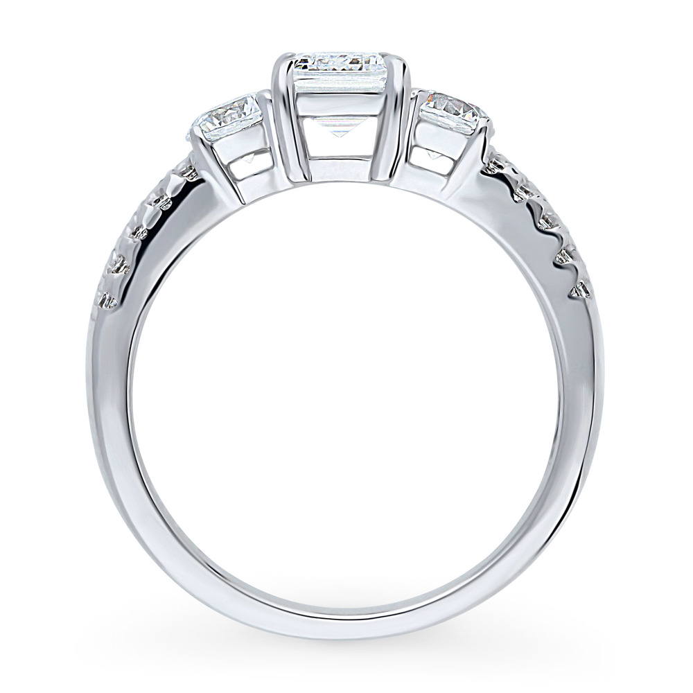 Alternate view of 3-Stone Emerald Cut CZ Ring in Sterling Silver