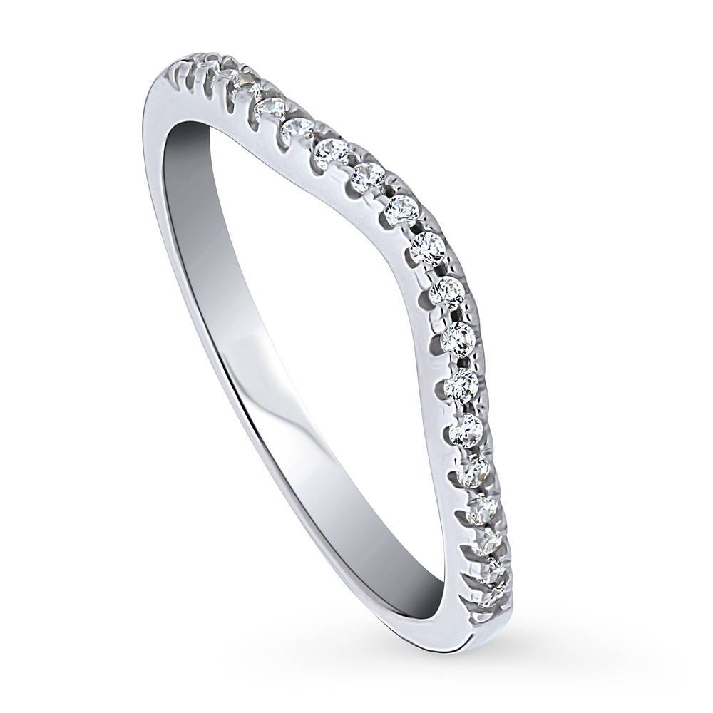Front view of CZ Curved Eternity Ring in Sterling Silver