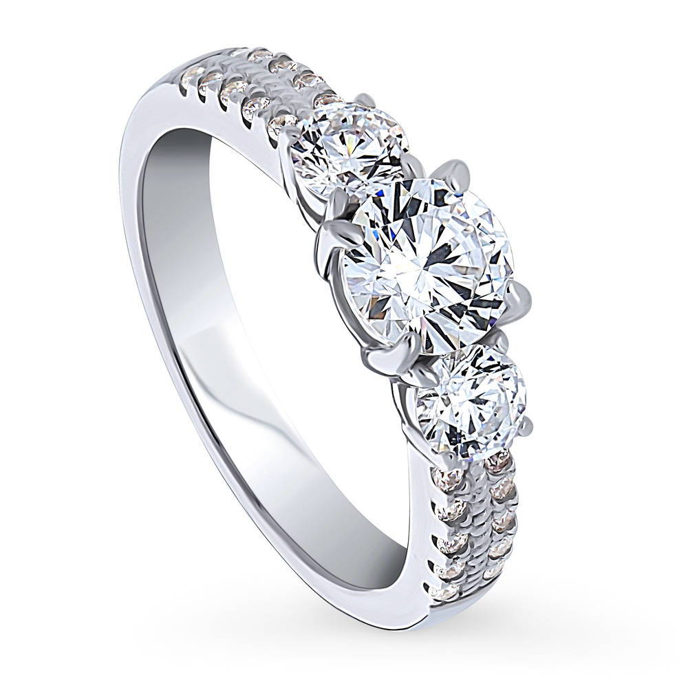 3-Stone Round CZ Ring in Sterling Silver