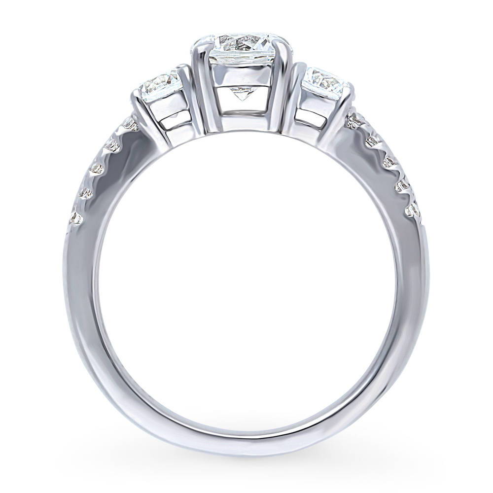 Alternate view of 3-Stone Round CZ Ring in Sterling Silver