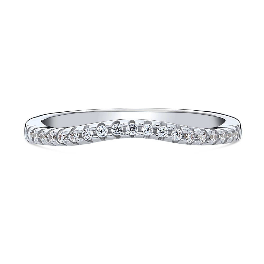 CZ Curved Half Eternity Ring in Sterling Silver, 1 of 9