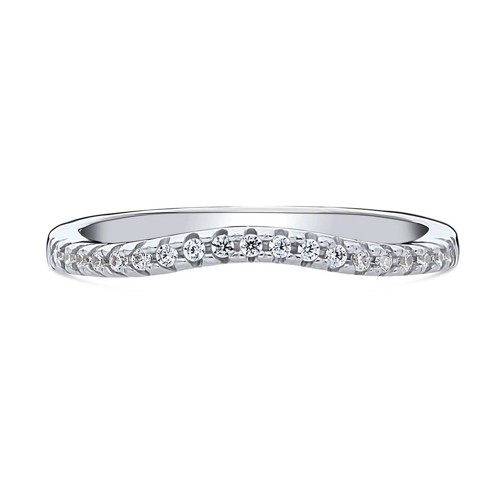 CZ Curved Half Eternity Ring in Sterling Silver