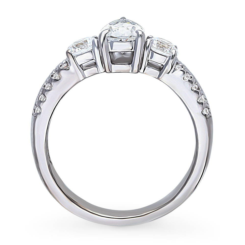 3-Stone Pear CZ Ring in Sterling Silver