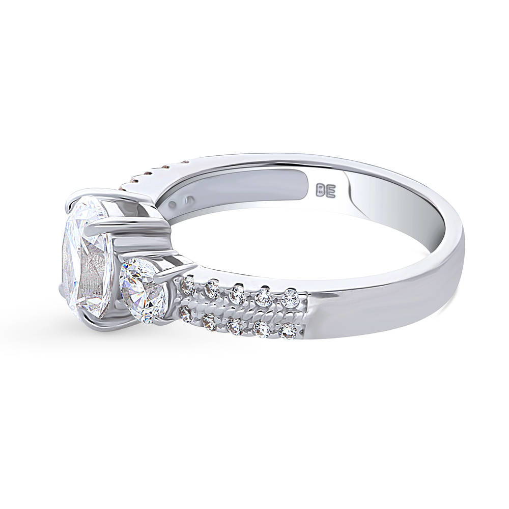 Angle view of 3-Stone Oval CZ Ring in Sterling Silver