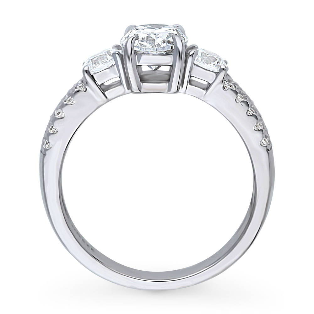 Alternate view of 3-Stone Oval CZ Ring in Sterling Silver