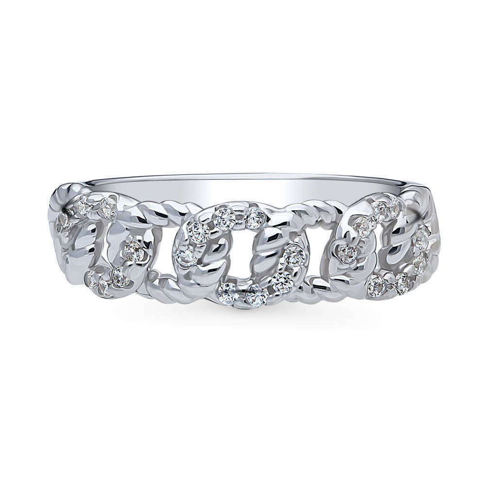 Woven CZ Stackable Band in Sterling Silver